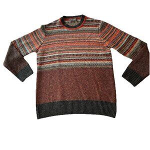 Lorenzo Magni Men’s Wool Blend Sweater LG Fair Isle Crew Neck